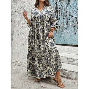 Osadía 3XL Black White Abstract Maxi Dress Sleeveless A-Line US 18 Polyester